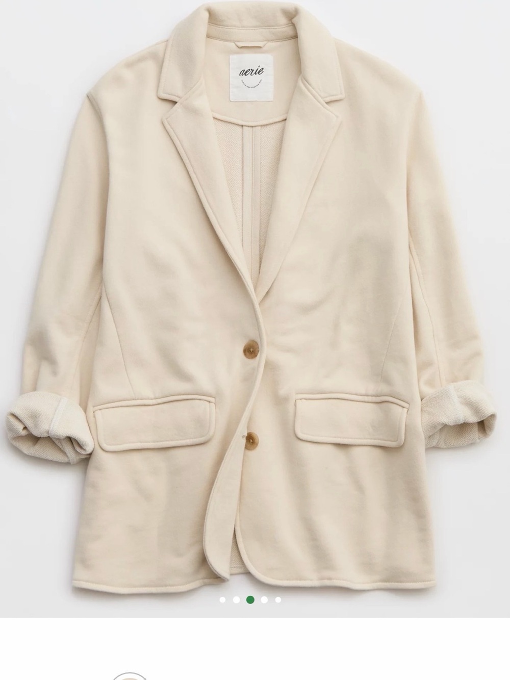 aerie Cream Notch-Collar Blazer Jacket